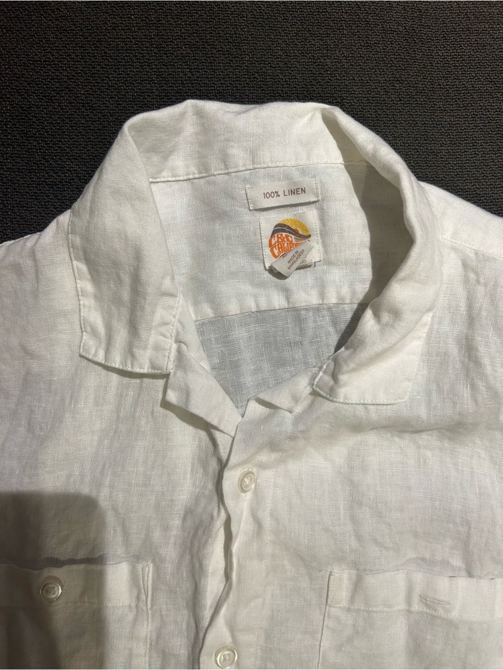 Men's White Linen Button-Up Shirt - 100% Linen